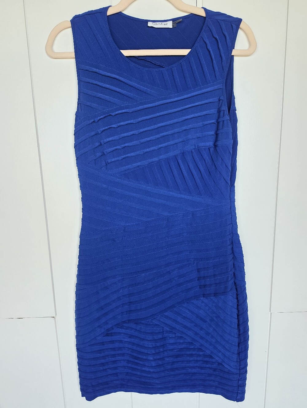 Calvin Klein Blue Sleeveless Textured Dress Size 6